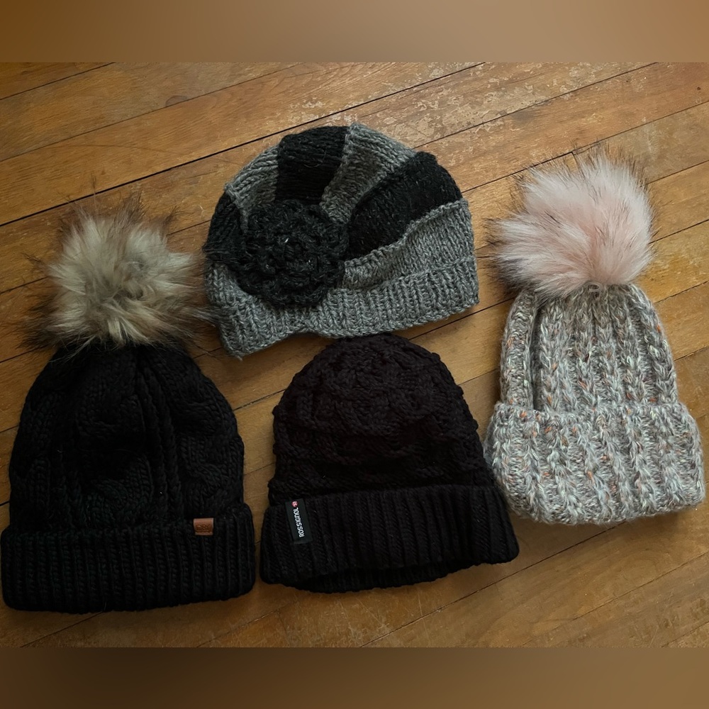 Lot of 4 cute warm women's winter hats (lined)